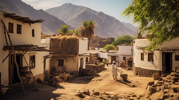 Foto nord africa marocco il villaggio di ait benhaddou vista su un tetto