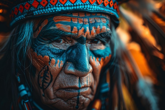 North American Indian portrait of an old man