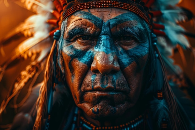 North American Indian portrait of an old man