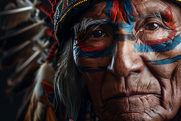 Североамериканский индейский портрет старика