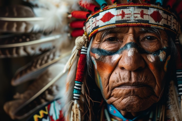 North American Indian portrait of an old man