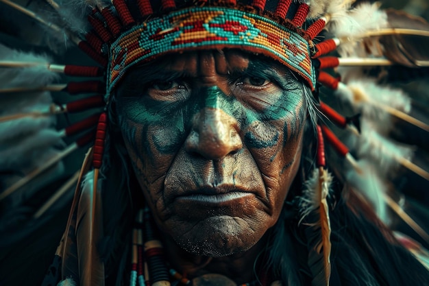 North American Indian portrait of an old man