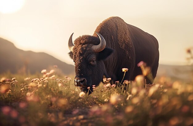 Foto bison selvaggio nordamericano