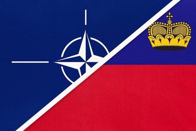 North Atlantic Treaty Organization or NATO vs Liechtensteiner national fabric flag