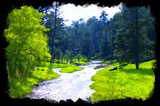 North dakota beautiful watercolor landscape