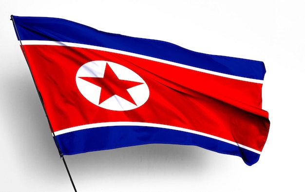 north_korea 3D zwaaiende vlag en witte achtergrondafbeelding