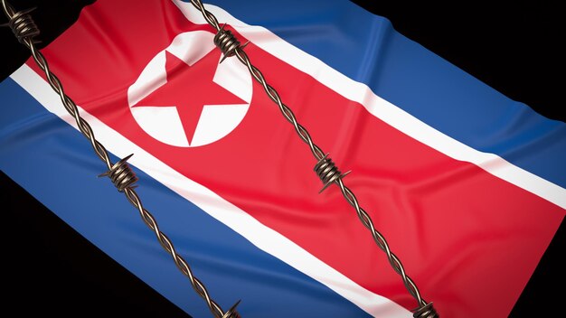Photo the north korea flag for background 3d rendering