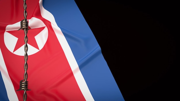 The North Korea flag for Background 3d rendering