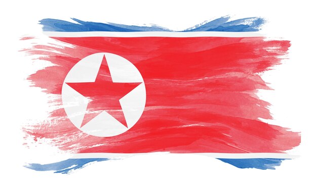 North Korea flag brush stroke, national flag on white background