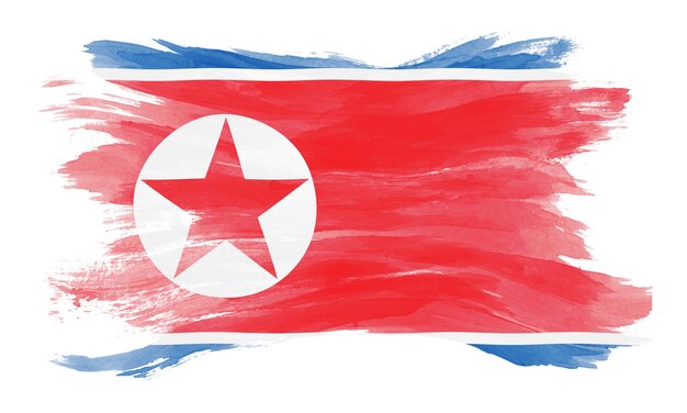 north korea flag brush stroke national flag