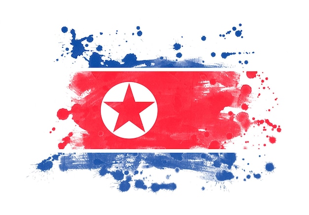 North Korea flag grunge painted background