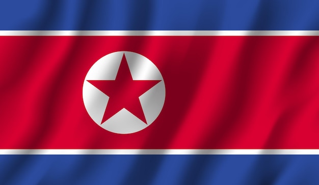 North Korea Flag Photo 3D