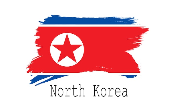 North Korea flag on white background