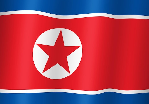 North korea national flag 3d illustration close up view