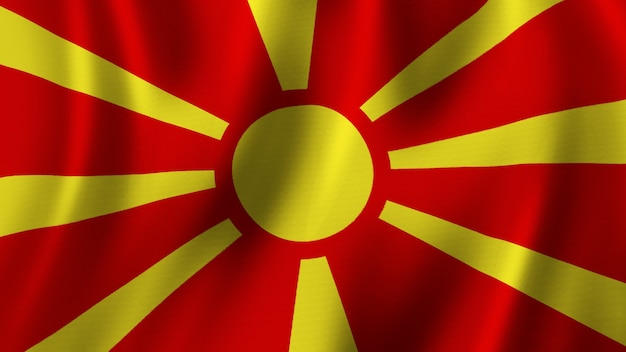 Photo north macedonia flag waving closeup 3d rendering with highquality image with fabric texture