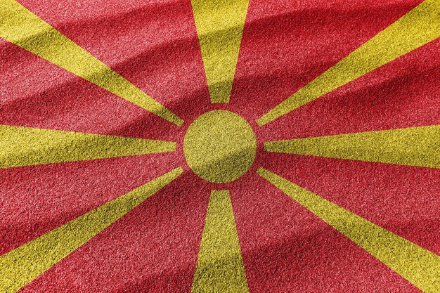 North Macedonia sand flag, national flag sand background