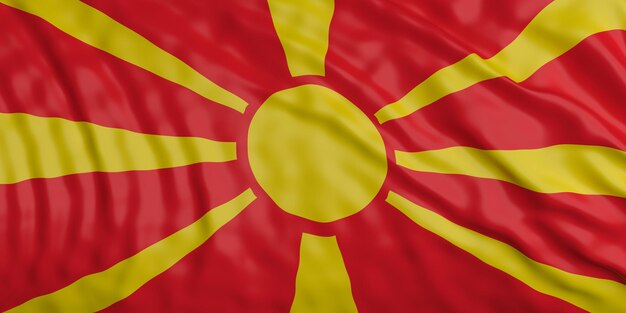 North Macedonia waving national flag background texture 3d illustration