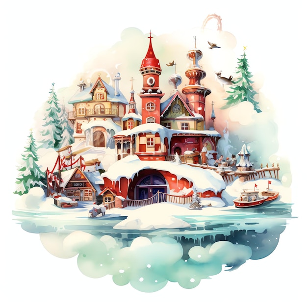 North Pole watercolor winter