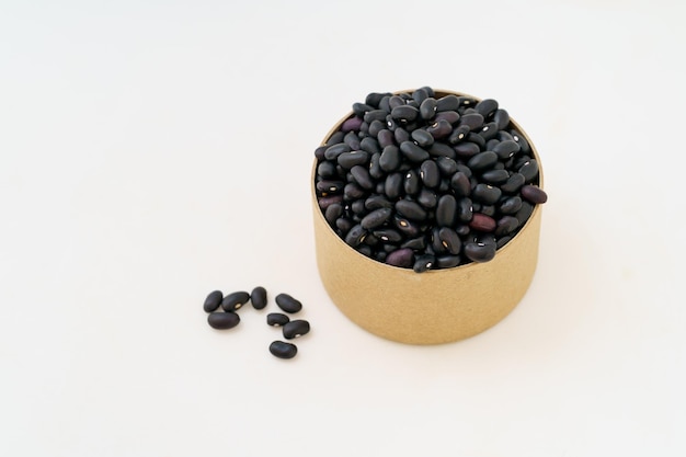 Photo northeast black adzuki beans on white background