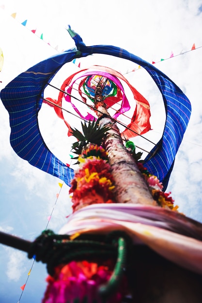 Photo northen thai style blessing ceremony pole decoration