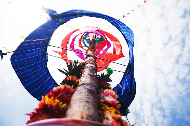 Photo northen thai style blessing ceremony pole decoration