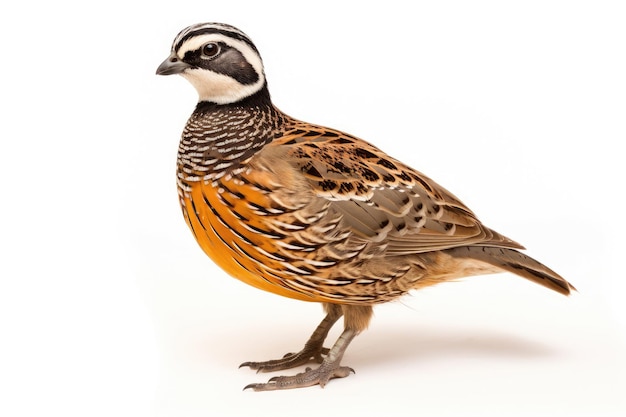 흰색 배경에 북부 Bobwhite Colinus virginianus