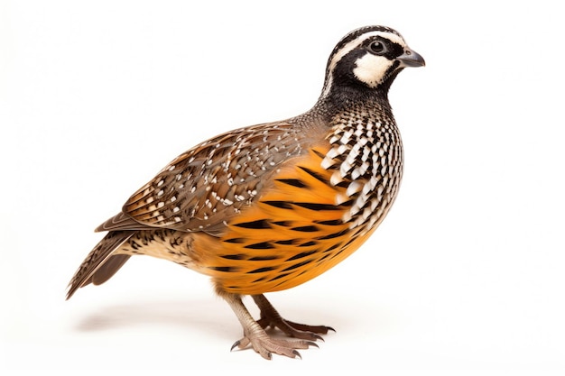 흰색 배경에 북부 Bobwhite Colinus virginianus