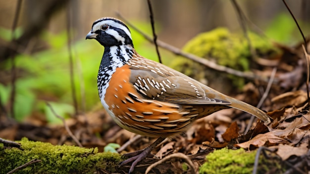 Photo northern bobwhite colinus virginianus in the wild