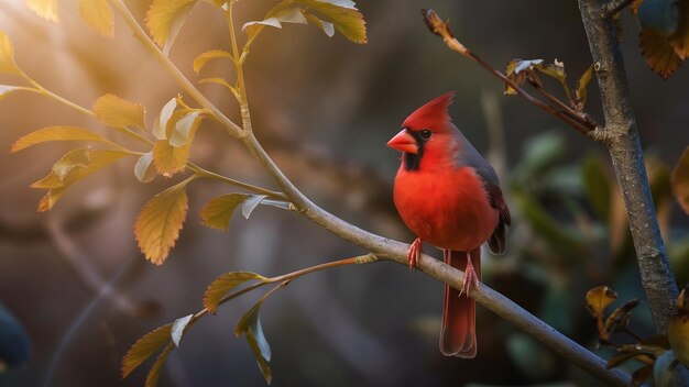 Northern cardinal on a branch