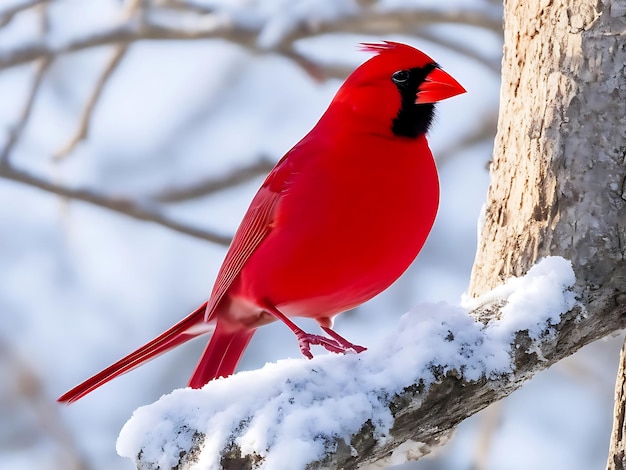 Красочные птицы северного кардинала