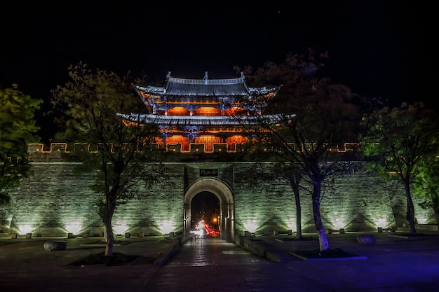 Northern Gates to Dali Old Town at dusk Yunnan China Travel Asia