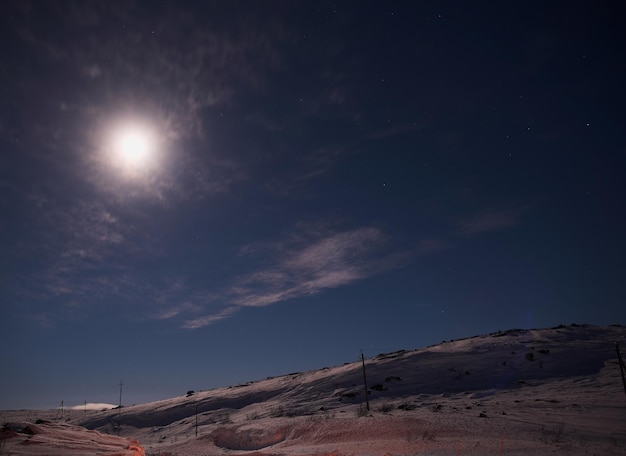 Northern light on the silent field before sun rise