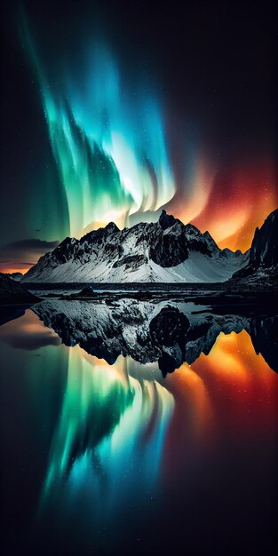 Photo northern lights aurora borealis lapland night landscape nightsky with stars and northern lights