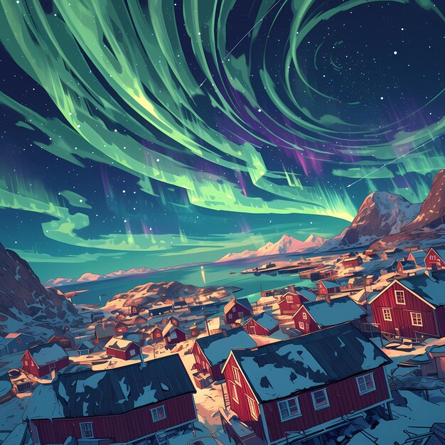 Northern Lights Awe Inspiring Vivid Sky Illustration