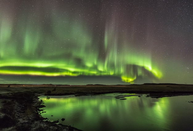 Northern lights on cold iceland nights