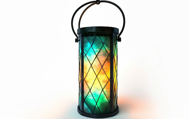 Northern Lights Lantern On White Background