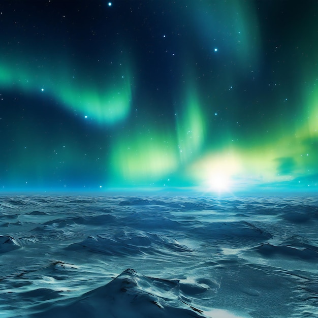 Northern lights in the night sky over the sea