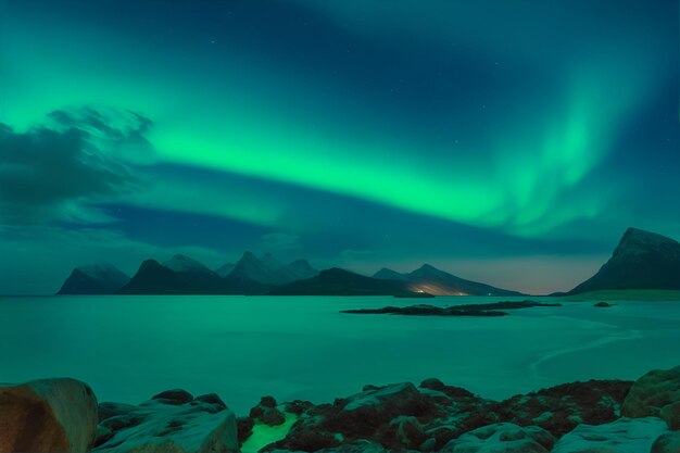 Photo northern lights in northern norway