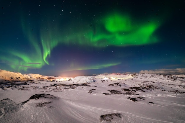 Northern Lights on the shore of the Arctic Ocean