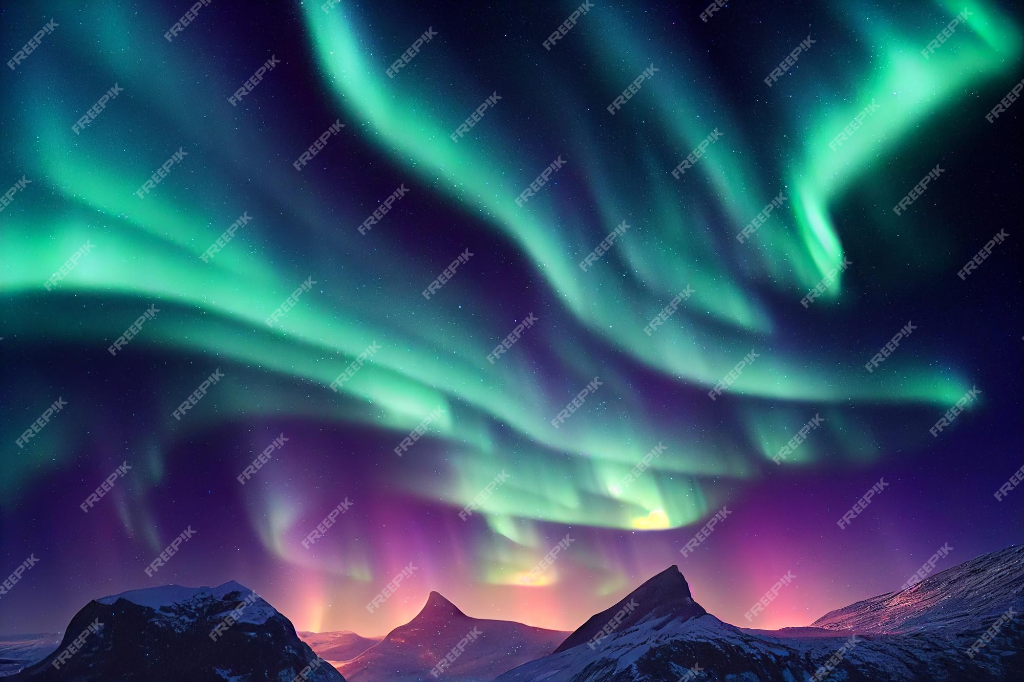 Premium Photo | Northern lights over snowy mountains. aurora borealis with starry in the night sky fantastic winter Premium Photo | Northern lights over snowy mountains. aurora borealis with starry in the night sky fantastic winter