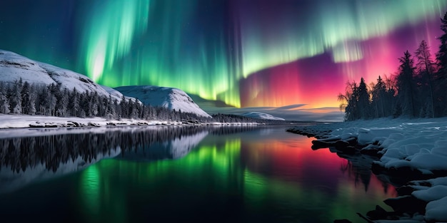 Premium AI Image  Northern Lights Spectacle Winter's northern lights 