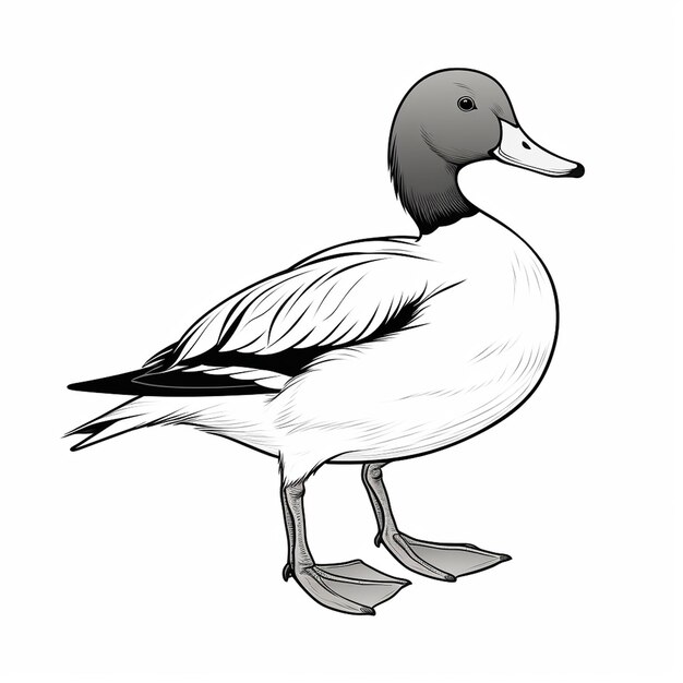 Northern Pintail cute drawing hand drawn flat coloring book kawaii line art