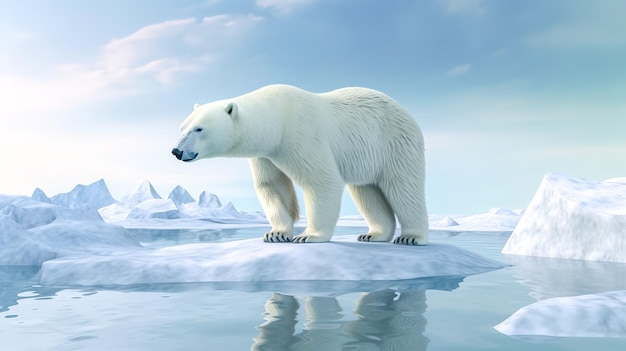 Северный белый медведь на льду айсберга