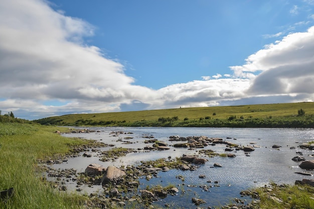 Northern river among tundra