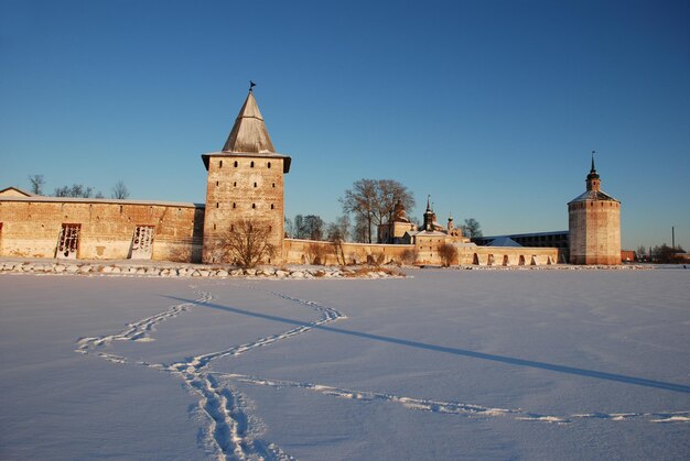 Northern Russian monastery in winter