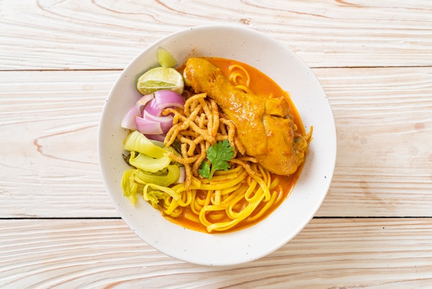 Northern Thai noodle curry soup with chicken