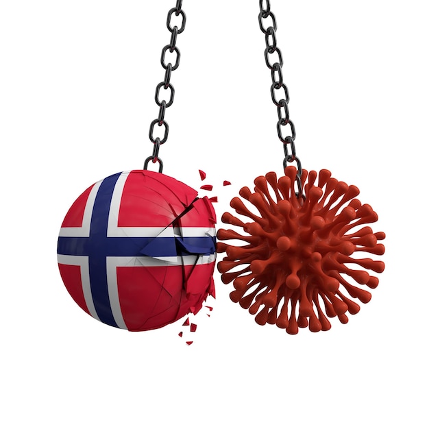 Norway ball smashes into a virus disease microbe d render