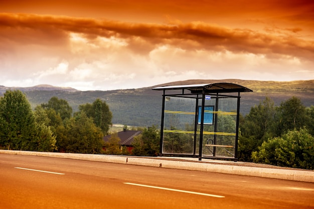 Norway city bus stop background hd