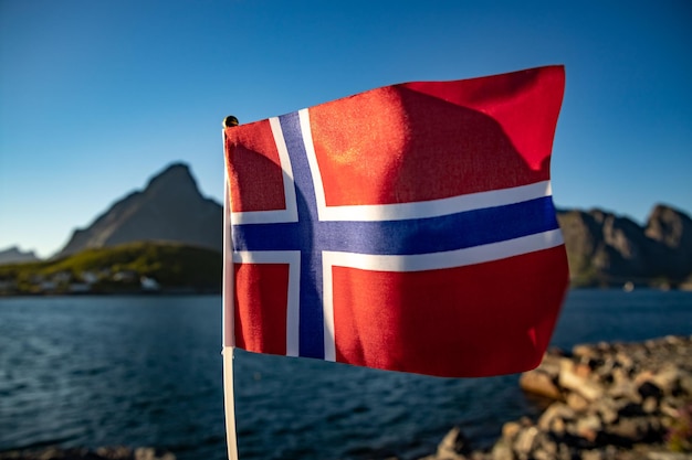 Norway Flag. Beautiful Nature Norway natural landscape.