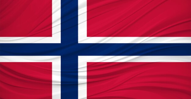 ノルウェーの旗が風に飛ぶ